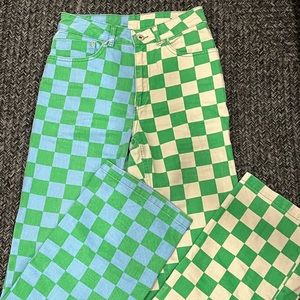 Ragged Checkered Jeans